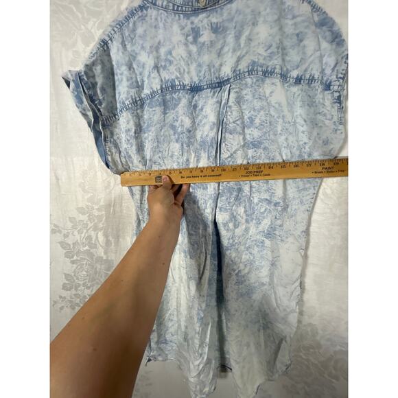 Thread + Supply Chambray Shirt Dress Large Light Blue Acid Washed Pockets Tunic - Picture 9 of 10